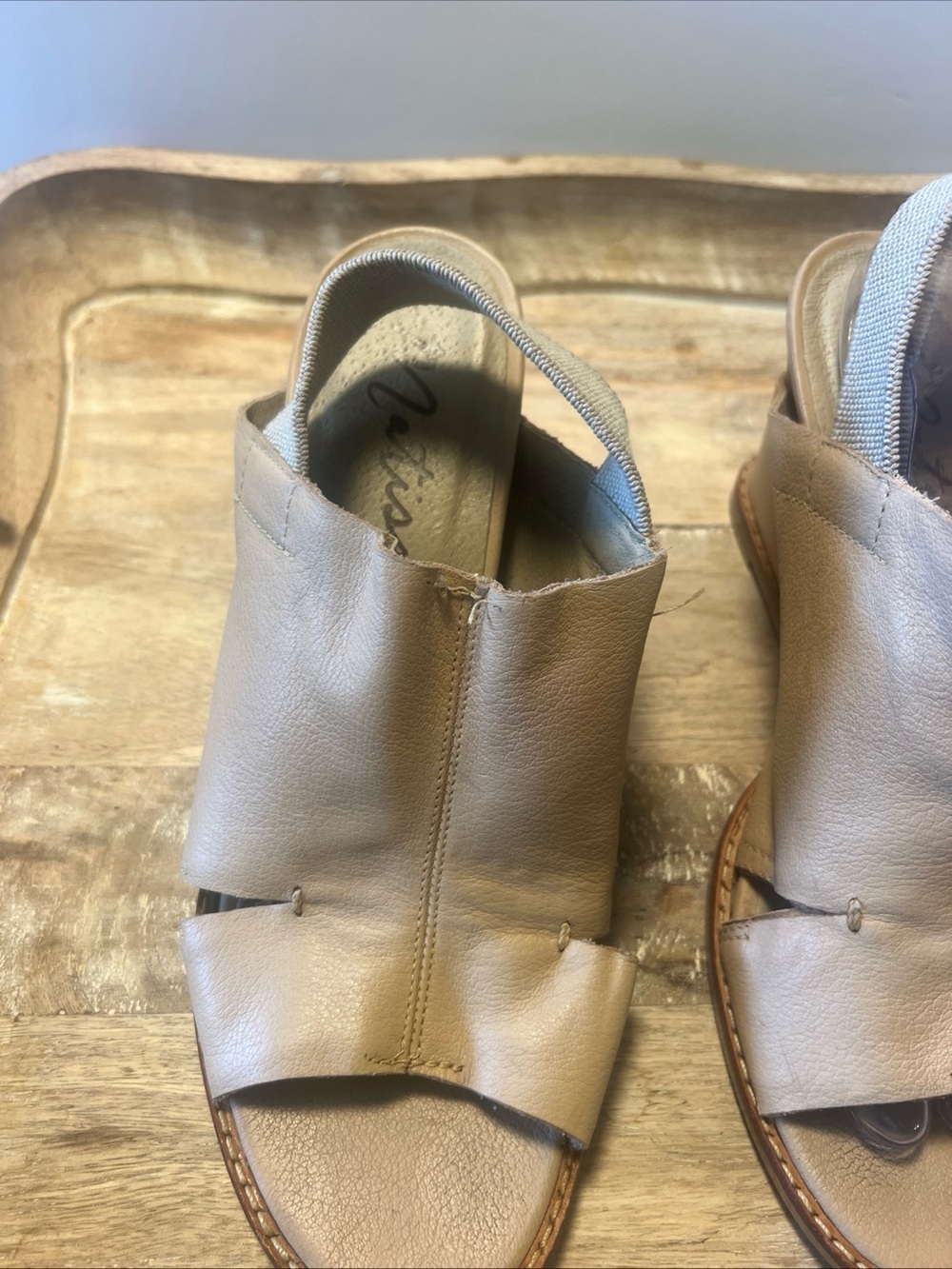 Matisse Taupe Leather Peep-Toe Slingback Sandals